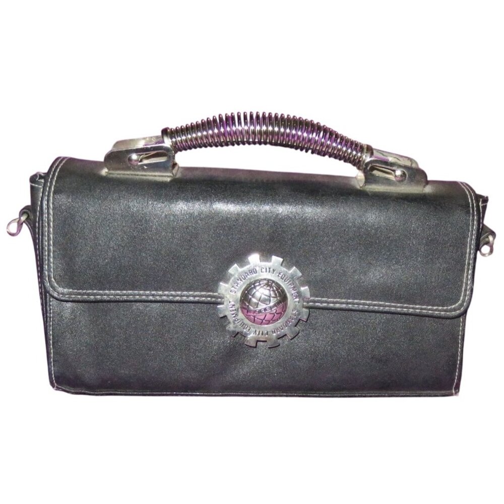 Giorgio Fiorelli Standard City Equipment Black Leather Steampunk Top Handle Bag